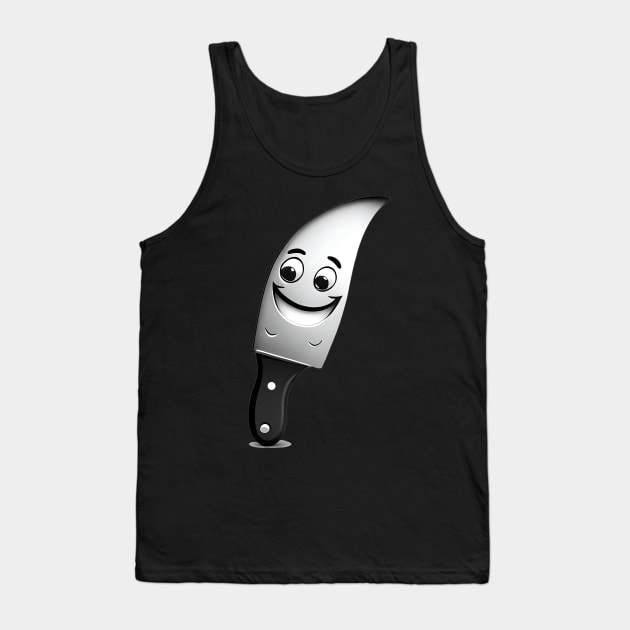 Comic Coolness: Unleash Fun with a Funny Smile Knife Design Tank Top by MLArtifex